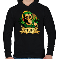 PRINTFASHION Weed - Férfi kapucnis pulóver - Fekete