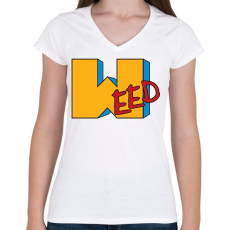 PRINTFASHION Weed - Női V-nyakú póló - Fehér