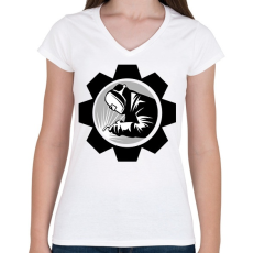 PRINTFASHION Welder - black and white - Női V-nyakú póló - Fehér