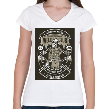 PRINTFASHION Welder club - Női V-nyakú póló - Fehér női póló