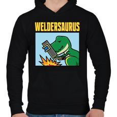 PRINTFASHION Weldersaurus - Férfi kapucnis pulóver - Fekete