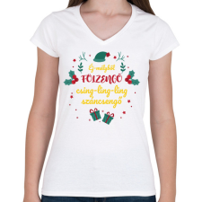 PRINTFASHION Weöres Sándor - Száncsengő - Női V-nyakú póló - Fehér női póló