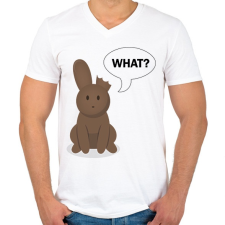 PRINTFASHION What? - Csoki nyuszi - Férfi V-nyakú póló - Fehér férfi póló