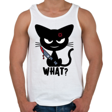 PRINTFASHION What? - Gyilkos cica / Késes macska / horror macska / mérges cicus - Férfi atléta - Fehér