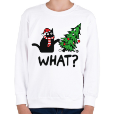 PRINTFASHION What? - Karácsonyos macska - Gyerek pulóver - Fehér