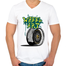 PRINTFASHION Wheel art - Férfi V-nyakú póló - Fehér férfi póló