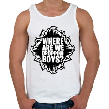 PRINTFASHION Where are we dropping boys - Fortnite - Férfi atléta - Fehér atléta, trikó