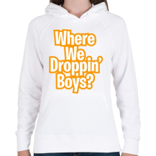 PRINTFASHION Where we droppin - Női kapucnis pulóver - Fehér női pulóver, kardigán