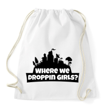PRINTFASHION WhereWeDroppingGirls - Sportzsák, Tornazsák - Fehér tornazsák