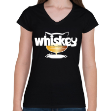 PRINTFASHION whiskas whiskey - Női V-nyakú póló - Fekete női póló