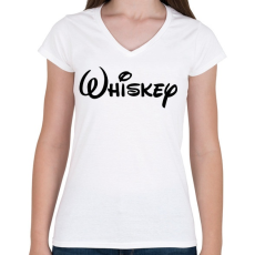 PRINTFASHION Whiskey - Női V-nyakú póló - Fehér