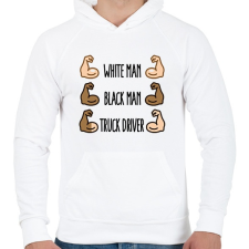 PRINTFASHION White Man, Black Man - Férfi kapucnis pulóver - Fehér férfi pulóver, kardigán