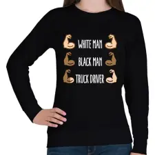 PRINTFASHION White Man, Black Man  - Női pulóver - Fekete női pulóver, kardigán