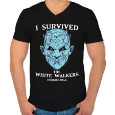 PRINTFASHION White Walkers - Férfi V-nyakú póló - Fekete férfi póló