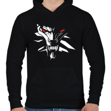 PRINTFASHION White Wolf - Férfi kapucnis pulóver - Fekete férfi pulóver, kardigán