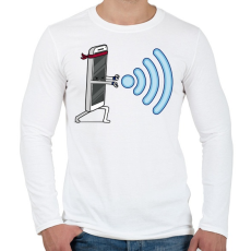 PRINTFASHION WIFI fighter - Férfi hosszú ujjú póló - Fehér