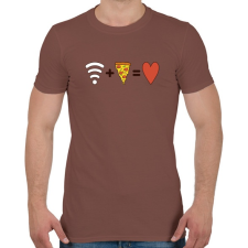 PRINTFASHION Wifi + Pizza = Love - Férfi póló - Mogyoróbarna férfi póló