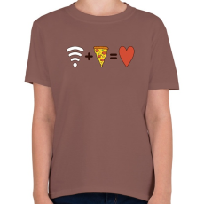 PRINTFASHION Wifi + Pizza = Love - Gyerek póló - Mogyoróbarna