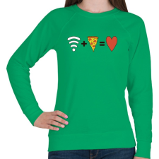 PRINTFASHION Wifi + Pizza = Love - Női pulóver - Zöld női pulóver, kardigán