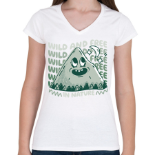 PRINTFASHION Wild and free in nature - Női V-nyakú póló - Fehér női póló