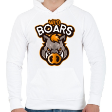 PRINTFASHION Wild Boars - Férfi kapucnis pulóver - Fehér