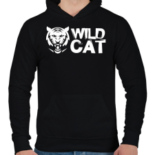 PRINTFASHION Wild Cat - Férfi kapucnis pulóver - Fekete férfi pulóver, kardigán