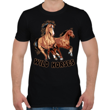 PRINTFASHION Wild horses - Férfi póló - Fekete férfi póló