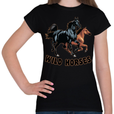 PRINTFASHION wild horses - Női póló - Fekete