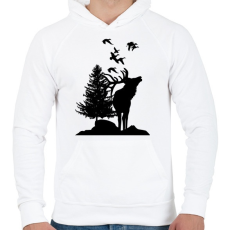 PRINTFASHION wild life - Férfi kapucnis pulóver - Fehér