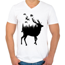 PRINTFASHION wild life - Férfi V-nyakú póló - Fehér férfi póló