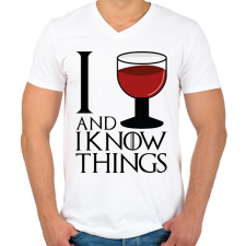 PRINTFASHION Wine and things - Férfi V-nyakú póló - Fehér férfi póló