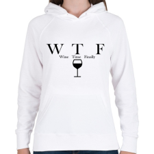PRINTFASHION Wine Time Finally - Női kapucnis pulóver - Fehér női pulóver, kardigán
