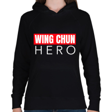 PRINTFASHION WING CHUN HERO - Női kapucnis pulóver - Fekete női pulóver, kardigán