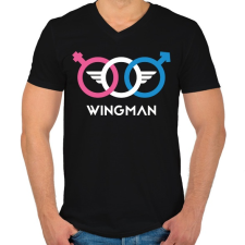 PRINTFASHION wingman - Férfi V-nyakú póló - Fekete férfi póló