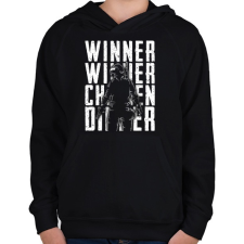 PRINTFASHION Winner Winner Chicken Dinner - Gyerek kapucnis pulóver - Fekete gyerek pulóver, kardigán