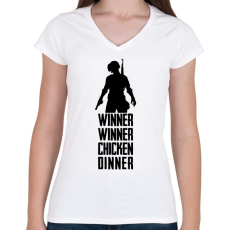 PRINTFASHION Winner Winner Chicken Dinner PUBG - Női V-nyakú póló - Fehér