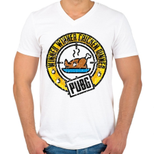 PRINTFASHION WinnerWinnerChickenDinner - Férfi V-nyakú póló - Fehér férfi póló