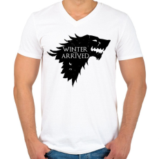 PRINTFASHION WINTER HAS ARRIVED - Férfi V-nyakú póló - Fehér