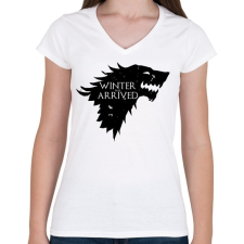 PRINTFASHION WINTER HAS ARRIVED - Női V-nyakú póló - Fehér női póló