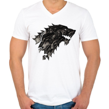 PRINTFASHION Winter Is Coming Stark - Férfi V-nyakú póló - Fehér férfi póló