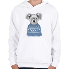 PRINTFASHION Winter koala - Gyerek kapucnis pulóver - Fehér