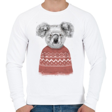PRINTFASHION Winter koala (red) - Férfi pulóver - Fehér férfi pulóver, kardigán
