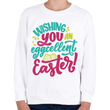 PRINTFASHION Wishing you an eggcellent easter - Gyerek pulóver - Fehér gyerek pulóver, kardigán