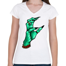 PRINTFASHION WITCH HAND - Női V-nyakú póló - Fehér női póló