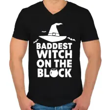 PRINTFASHION Witch on the block - Férfi V-nyakú póló - Fekete férfi póló