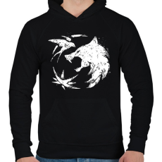 PRINTFASHION Witcher farkas fehér - Férfi kapucnis pulóver - Fekete