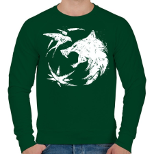 PRINTFASHION Witcher farkas fehér - Férfi pulóver - Sötétzöld férfi pulóver, kardigán