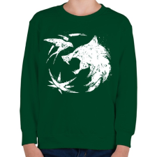 PRINTFASHION Witcher farkas fehér - Gyerek pulóver - Sötétzöld gyerek pulóver, kardigán