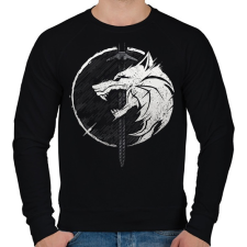 PRINTFASHION Witcher fehér farkas - Férfi pulóver - Fekete férfi pulóver, kardigán