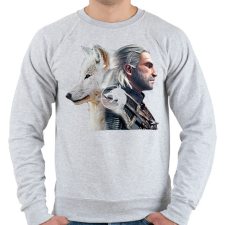 PRINTFASHION Witcher - fehér farkas - Férfi pulóver - Sport szürke férfi pulóver, kardigán